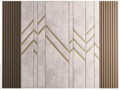 Panel wall with gold and stripes 3D model