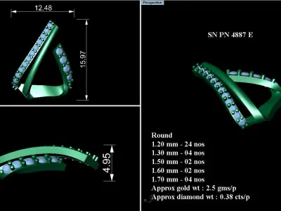Pendant Earrings combo - 4887 3D print model