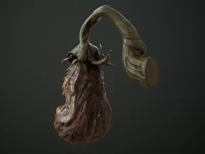 Creepy Eggplant Monster Low-poly 3D model