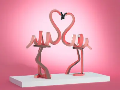 Love Of Flamingos 3D model
