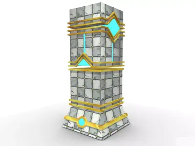 game cartoon pillar 3D model