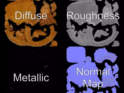 Golden Buddha Statue model pack Low-poly 3D model