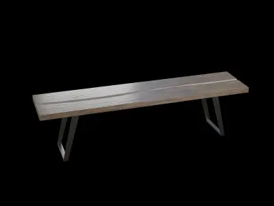 Bench wooden 04 Low-poly 3D model