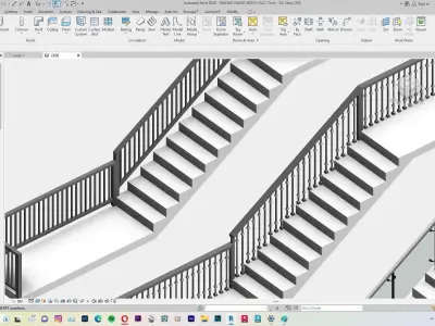 Railing Revit Family Batch 3D model