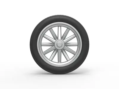 Front wheel of old school dragster Scale 1 to 25 3D print model