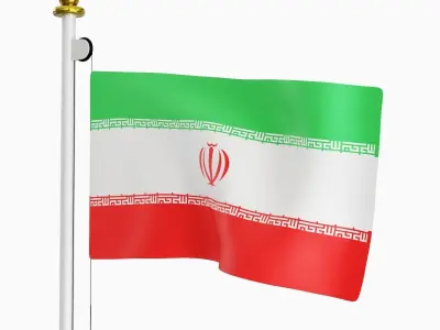 Flag of the Iran  Low-poly 3D model