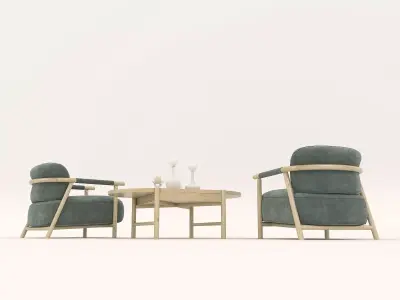 Modern Coffee Table and Armchair Set 43 3D model