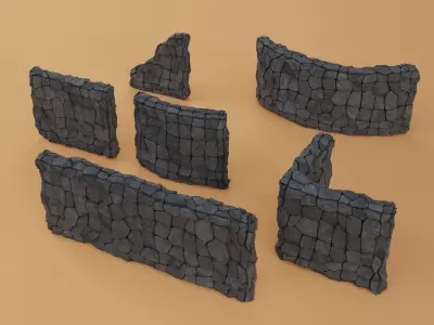  Stone Wall Building Set 3D model