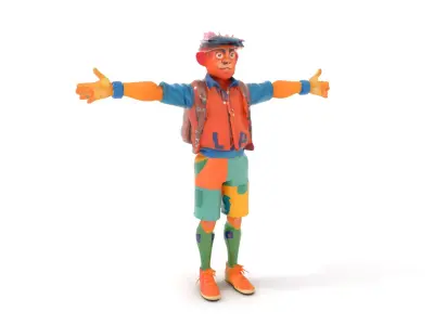 Colorful Character Model Pack with Backpack and Hat Low-poly 3D model