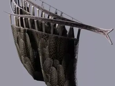 Flowing arched drapery Low-poly 3D model