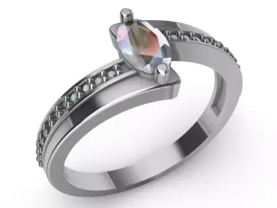 ring with oval stone 6mm Free 3D print model