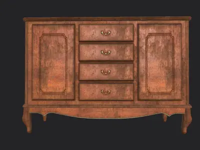 Antique Drawer Low-poly 3D model