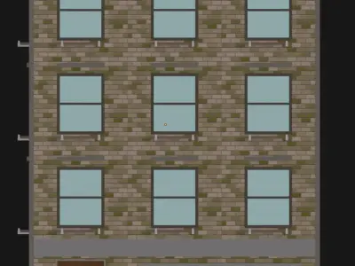 Stylized Low Poly Brick Apartment  Game Ready 3D model