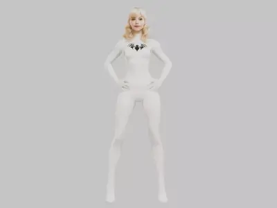 Blonde Gwen Stacy in White Latex Suit Low-poly 3D model