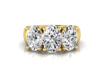 Wide trinity ring for oval stones 3D print model