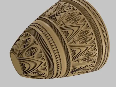 Flowerpot intricately carved wooden vase 3D print model