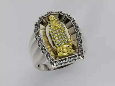 Ring Virgin Guadalupe Diamonds - Anillo Virgen De Guadalupe 3D print model