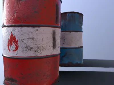 Metal Barrels low poly Game ready PBR  Low-poly 3D model