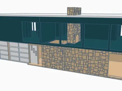 Contemporary Bi-Level Mid-Century House 1-64 S Scale  3D print model