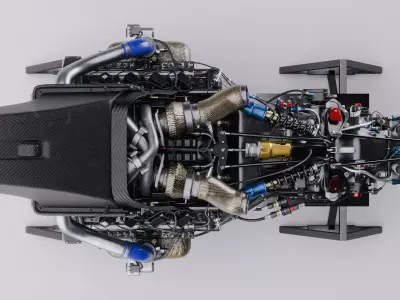 Twin Turbo Hybrid V8 LMH LMDh Engine - Center Exit Exhaust 3D model