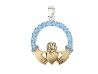 heart crown diamond pendant 3D print model