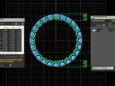 U Shaped Eternity Ring 2 point 4 mm stone size swiss 11 and EU51 3D print model