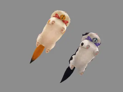 Cartoon fat cat Low-poly 3D model