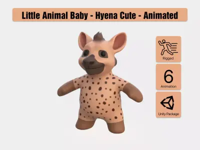 Little animal baby - Hyena cute - Animated Low-poly 3D model