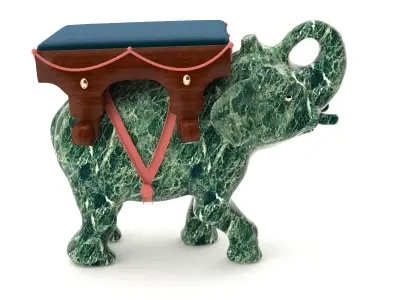 Elephant Stool Malachite mahogany gold 3D model