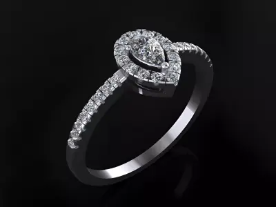 Engagement Ring with Pear Stone 3D print model