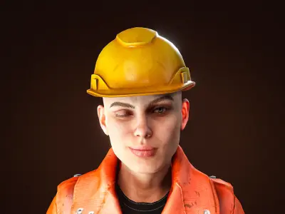 High Quality Female Worker Low-poly 3D model