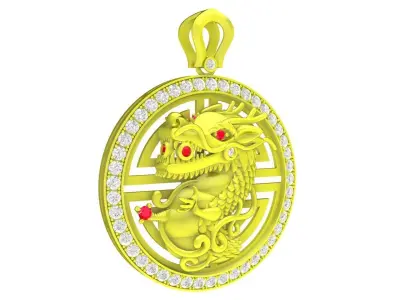 A4566 Luxury Diamond Dragon Men Pendant 3D print model