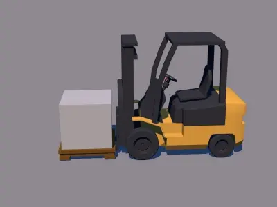 Forklift with box Low-poly 3D model