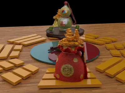 Chinese money bag  3D model