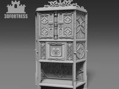Antique Gothic Cabinet 3D print model