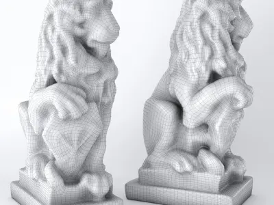 Lion sculpture bronze 3D model