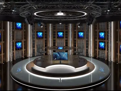 Virtual TV Studio Chat Set 17 3D model