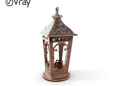 Antique Lantern Model Pack with Decorative Ironwork Low-poly 3D model