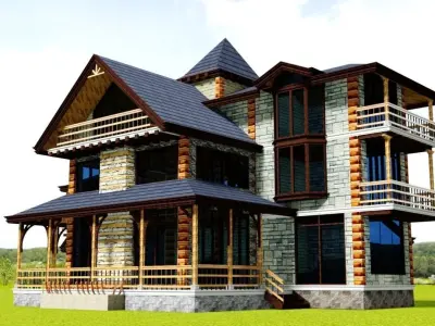 COTTAGE RESIDENCE  Low-poly 3D model