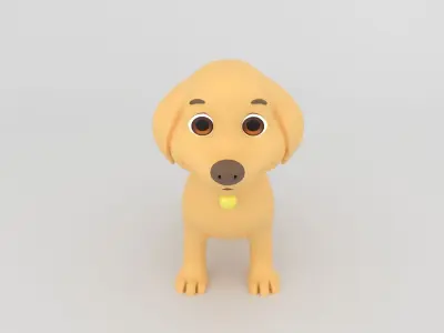 Cartoon Dog 3D Model Low-poly 3D model