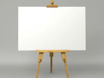 Artist easel with canvas 3D model
