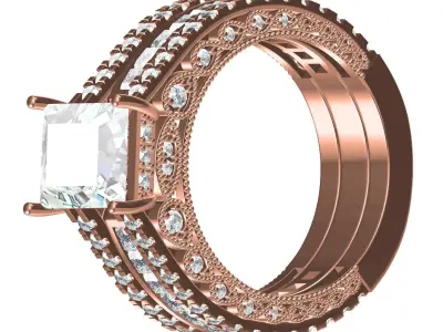 Unique Luxury Princess Ring Ret for Women 3D print model