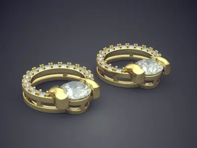 Luxury Earrings Covered In Diamonds CAD 5144 3D print model