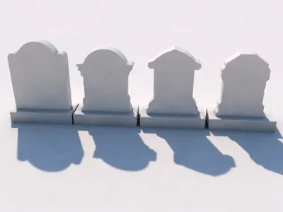 Set of 4 Tombstones Free 3D model
