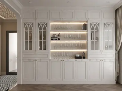 Wine cabinet neoclassic Low-poly 3D model