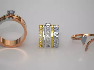 Diamond Ring 3D Models Pack Low-poly 3D model