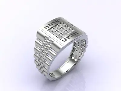 Print Ready STL 3DM  Gents Rings Diamond Men Ring  3D print model 89