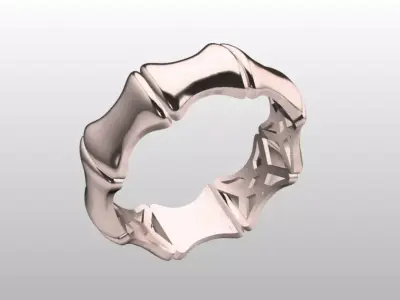 bamboo bone shaped ring 3D print model