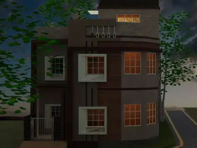 3D HOUSE PLAN WITH 2D PLAN AND DETAILS Low-poly 3D model