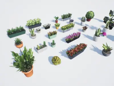 Low poly pot plants Low-poly 3D model